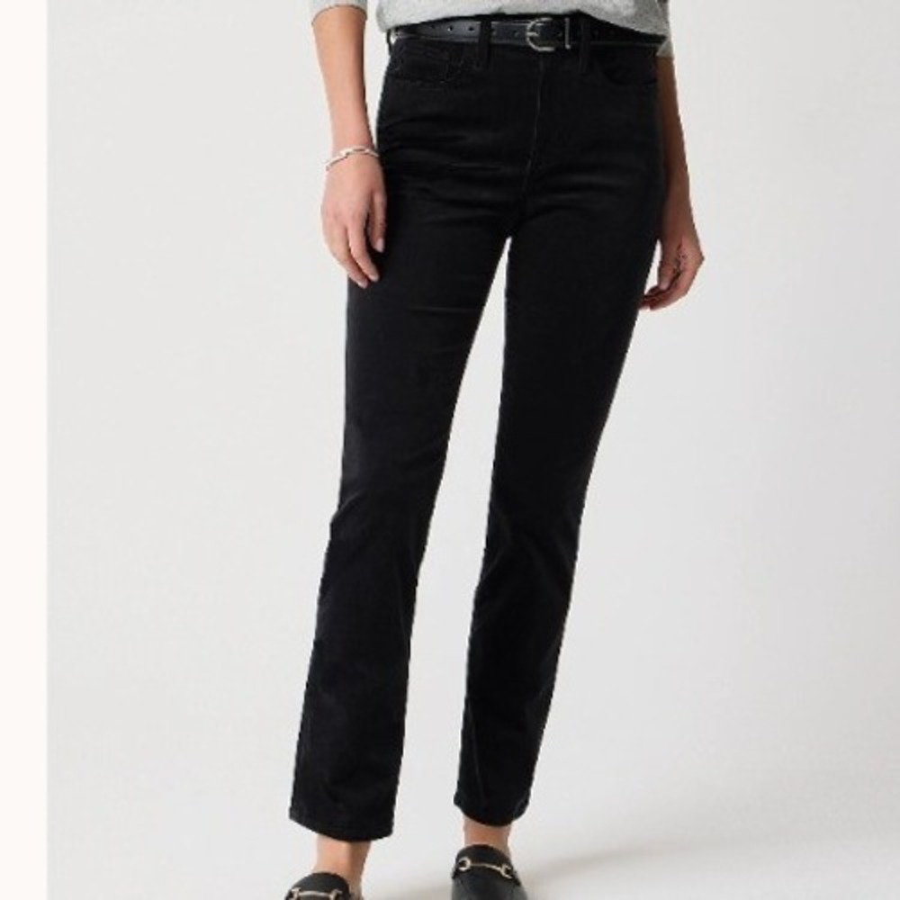 J.Crew Womens Black Corduroy Bootcut Pants Mid Riseβ Stretch Size 10S 10 Short